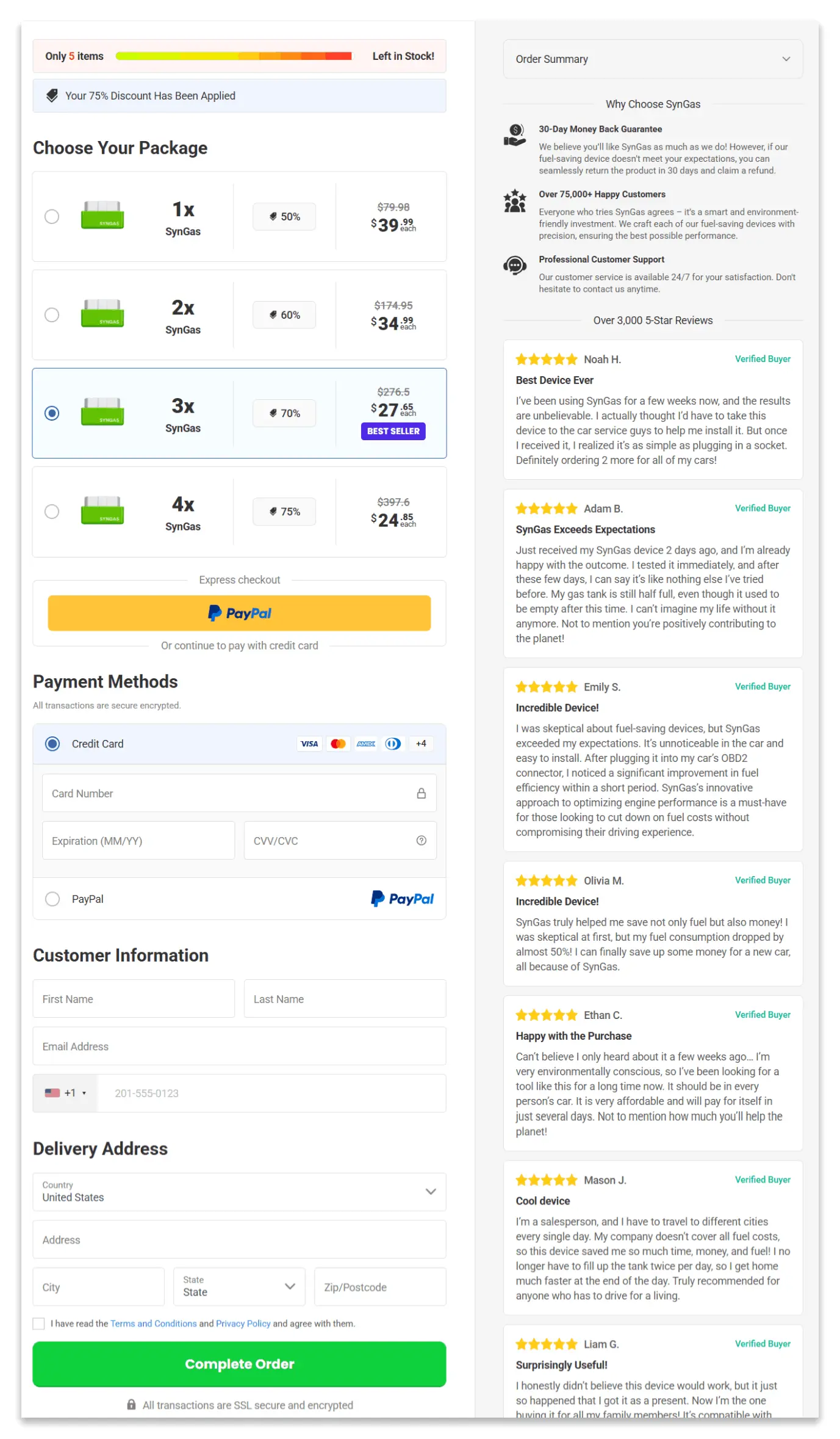 SynGas Secure Checkout Page